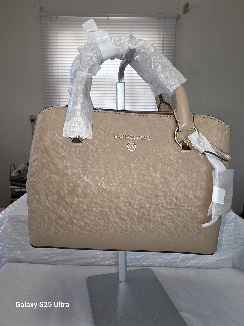 MICHAEL Michael Kors Edith Small Saffiano Leather Satchel In Camel